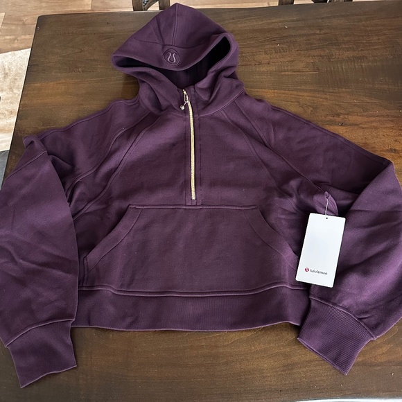 lululemon athletica Tops - Lululemon Scuba Oversized Half Zip Hoodie M/L Black Plum Gold BRAND NEW W/ TAGS